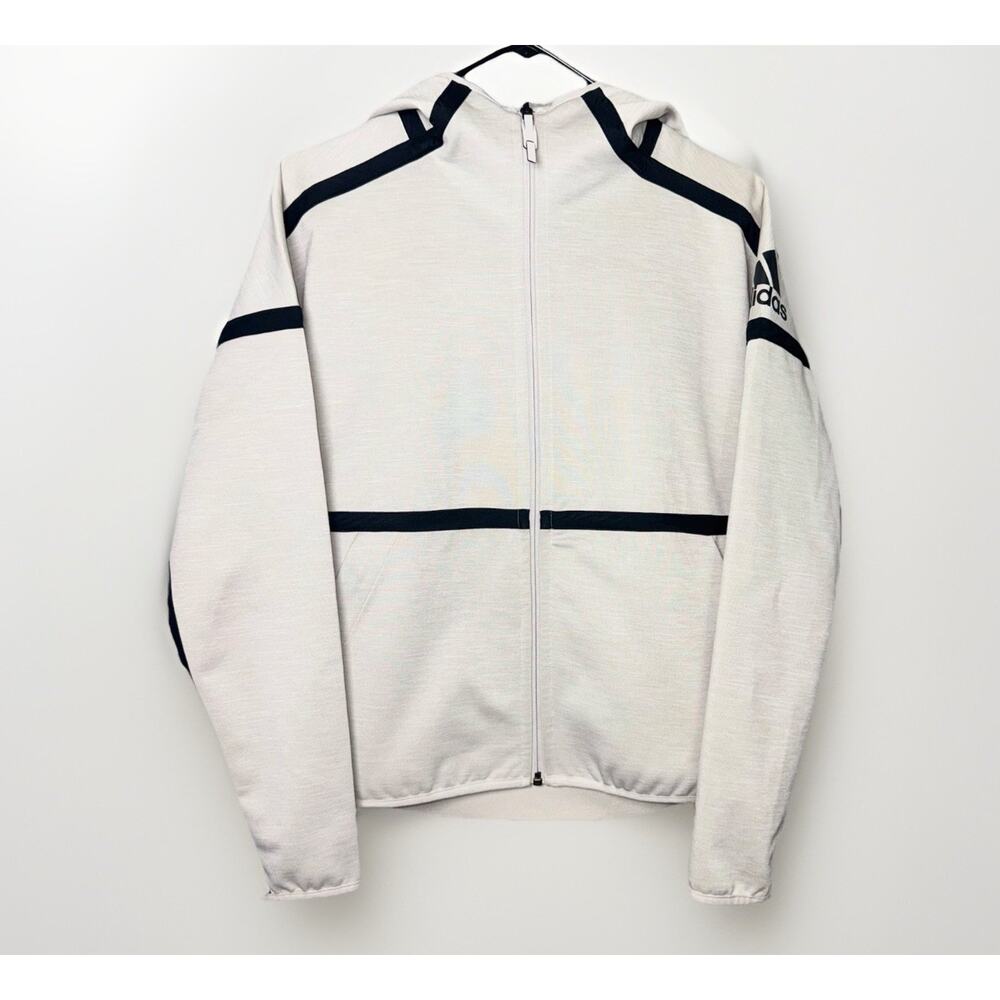 Adidas Z.N.E. Tech Jacket Women Medium Cream Beige Full Zip Hoodie Reversible